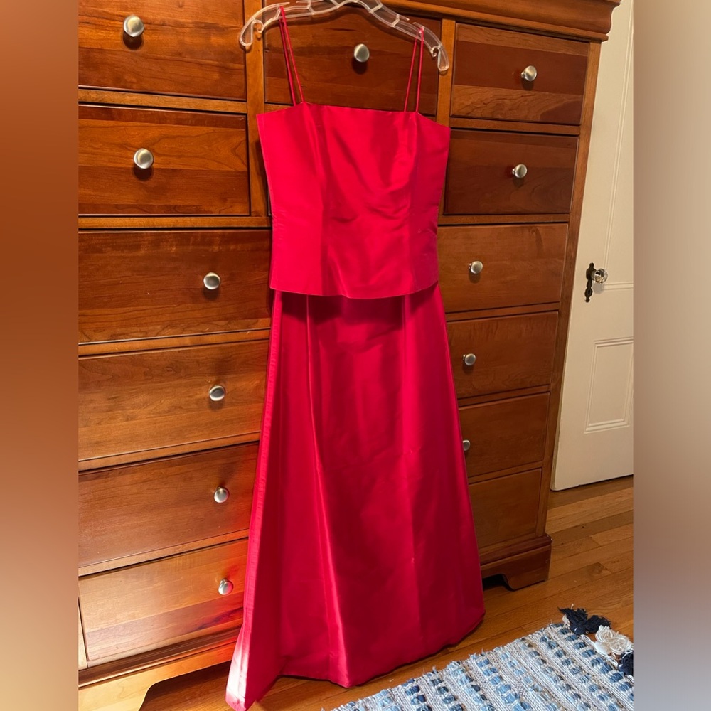 Red silk 2 piece dress size 4